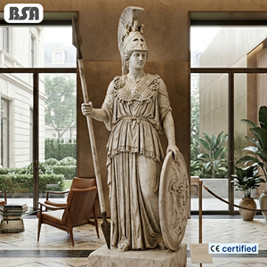 Scultura BSA in Marmo di Atena, Statua della Mitologia Greca Antica con Atena che Tiene la Lancia, per Decorazione di Hotel, Villa e Tenute Nobiliare - Product Image 1