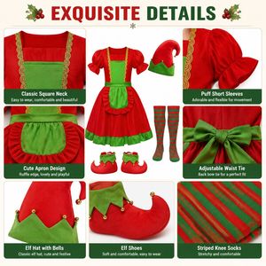 Disfraz de elfo para niñas, regalo de Navidad para niños, traje festivo - Product Image 5