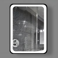 Espejo LED Inteligente Rectangular Moderno de Aluminio con Desempañador, Clasificación IP54, Interruptor Táctil Iluminado para Baño, Dormitorio, Hotel, Salón