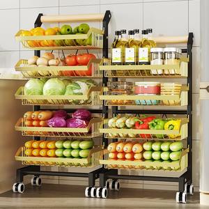 Étagère <span class=keywords><strong>de</strong></span> rangement pour légumes <span class=keywords><strong>de</strong></span> cuisine, <span class=keywords><strong>chariot</strong></span> <span class=keywords><strong>de</strong></span> rangement multi-niveaux sur pied pour la maison, en métal <span class=keywords><strong>complet</strong></span> - Product Image 2