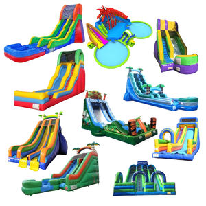 Toboggan aquatique gonflable commercial en PVC, série bleue irisée, double piste, pour piscine résidentielle, école, intérieur/extérieur - Product Image 6