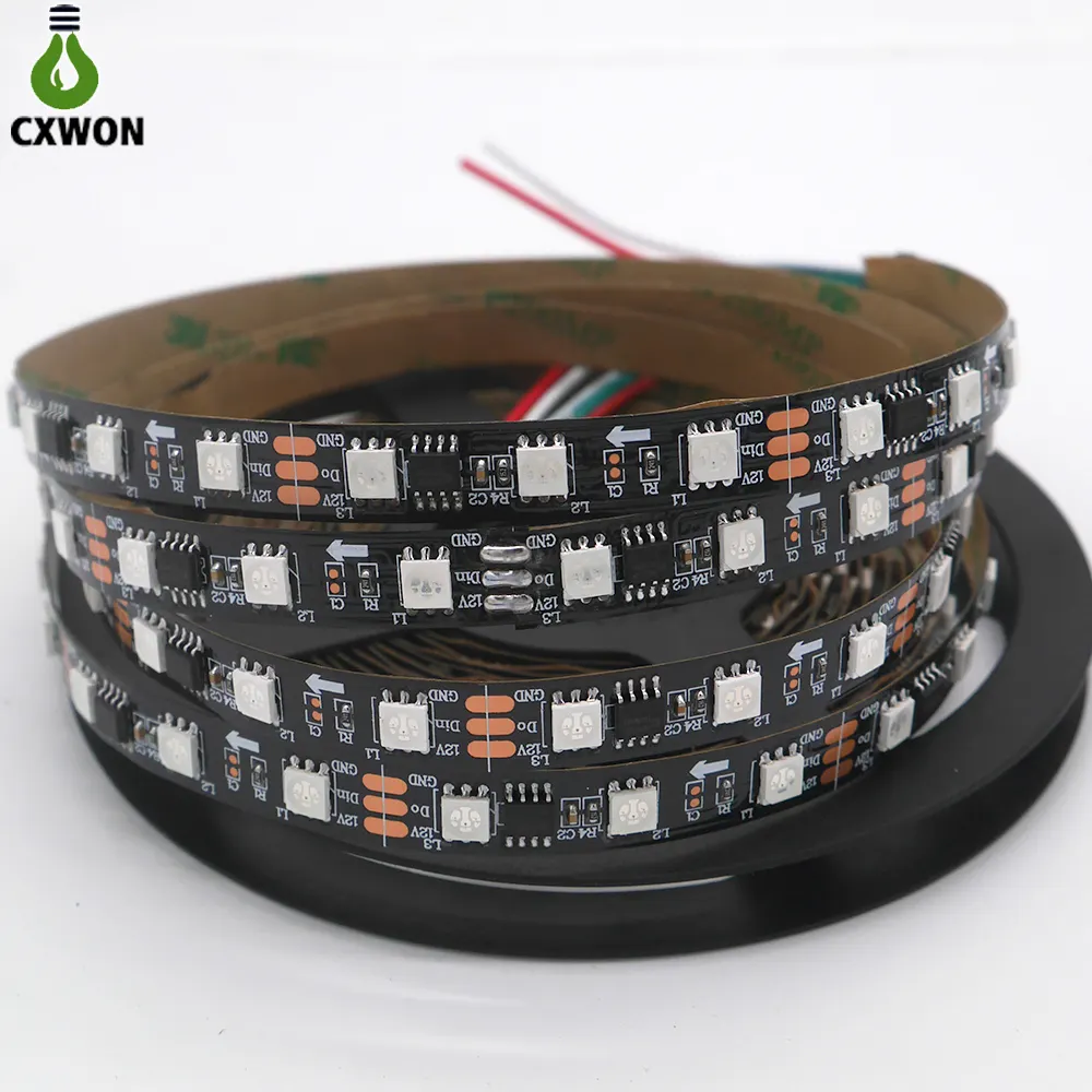 30/60 LEDs/M 5050 RGB 12V LED şerit lambası programlanabilir bireysel adreslenebilir LED şerit ışık WS2811