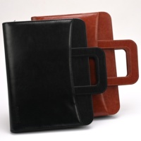 Portafolio Ejecutivo de Cuero PU con Asa, Carpeta Organizadora con Cierre A4, Bloc de Notas, Calculadora, Estuche de Oficina, Colores Personalizados