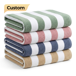 Lot de 4 serviettes de plage en microfibre à séchage rapide, sans sable, pour le bain, les voyages, la piscine, légères, absorbantes, rayées - Product Image 1