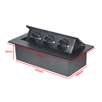 Prise de table escamotable encastrée en alliage d'aluminium noir IP44 16A 3 prises usage commercial cuisine technologie NFC UE