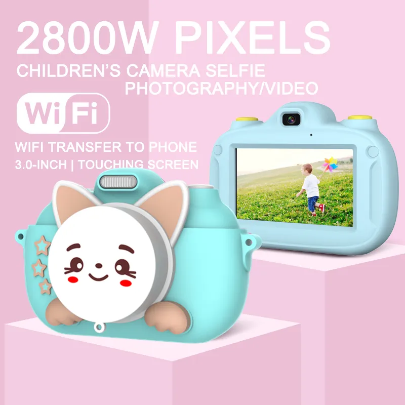 Mini cámara Digital recargable para niños, 3 pulgadas, 2800W