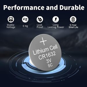 Paquete de 1 batería de litio PKCELL <span class=keywords><strong>CR</strong></span> <span class=keywords><strong>1632</strong></span> 3V con 5 unidades para electrónica de consumo y electrodomésticos - Product Image 3