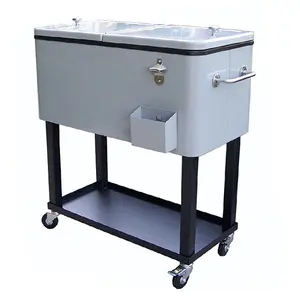 Metallic Grey Outdoor Bier Koeler Winkelwagen Met Wielen