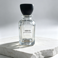 Flacon de parfum carré en verre de 50 ml, nouveau produit, emballage avec couvercle en bois, version de 100 ml également disponible