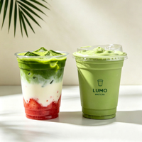 Vente en gros de jus de fruits jetables imprimés avec logo personnalisé froid 8oz 12oz 16oz lait Boba transparent pour fêtes gobelets en plastique PP PET avec couvercle