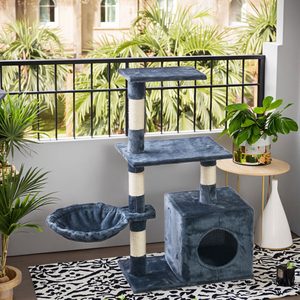 Modern Large <b>Cat</b> Tree Tower with Wooden Scratcher Wool and Sisal Shelves Indoor Climbing House for <b>Cats</b> Meow Love Product - Product Image 6