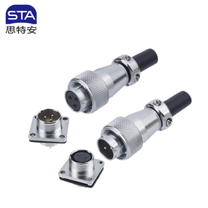 Connecteur industriel WS16, fiche aviation carrée en zinc, plaqué or, cuivre, 2, 3, 4, 5, 7, 9, 10 broches, avec gaine en PVC - Product Image 3