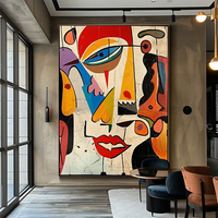 Peinture à l'huile abstraite moderne et colorée, 100% peinte à la main, peinture sur toile pour décoration murale