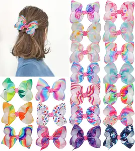 6inch Hair Bow With Clip Rainbow Cartoon pony Christmas Party Hairpin Girl Hair Accessories 2569