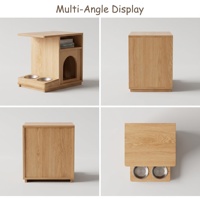 Table d'appoint multifonctionnelle en chêne rouge écologique et durable pour humains et animaux, table de chevet, table d'angle en bois naturel, lit pour chat, table à manger
