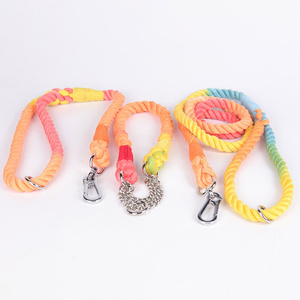 เชือกจูงสัตว์เลี้ยงแบบถักหลากสีทำมือเชือกผ้าฝ้าย100% น้ำหนักเบากันลื่นออกแบบได้ตามต้องการ - Product Image 5