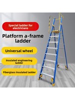 10,4 ft Mobil Fiberglas Platform Merdiveni, Tekerlekli ve Korkuluklu, Trafo Merkezi Deposu için İzoleli Endüstriyel Basamaklı Merdiven
