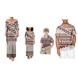 Vendita calda grande gente Oversize Puletasi 2 pezzi Set abito da uomo Hawaii Design polinesiano di lusso Aloha camicie famiglia Set - Product Image 3