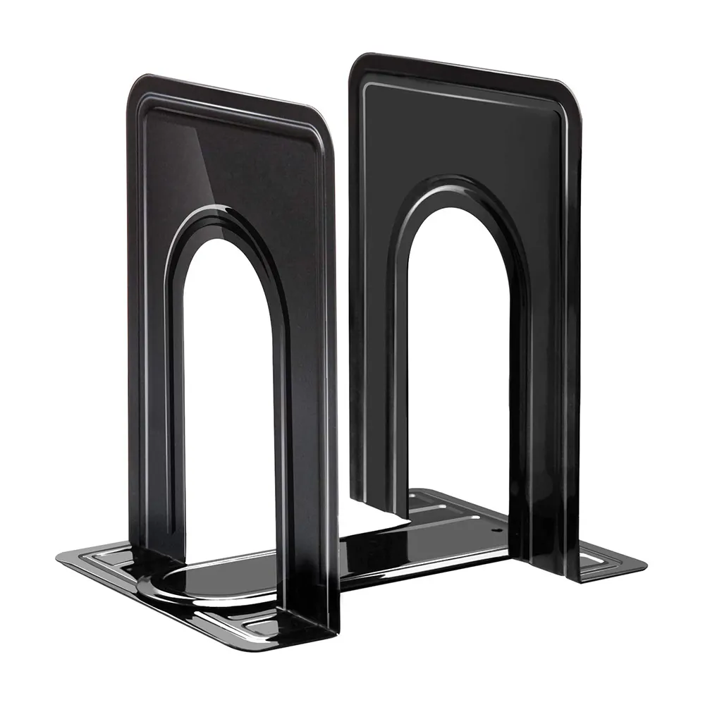 Wideny Heavy Duty Bookends Office Home Decorative Decorative, Black Metal Bookends for Books / Magazine