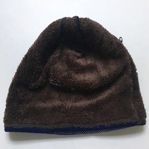 Gorro de lana cálido con patrón de rayas con forro de piel Sombrero de reloj de punto holgado - Product Image 2