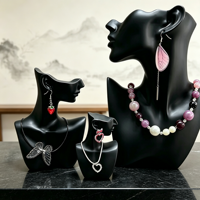 Noir Résine Bijoux Présentoir Buste Main Modèle pour Boucles D'oreilles Collier Anneau Bracelet En Gros Minimaliste Comptoir Vitrine