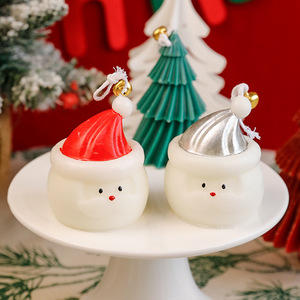 Bougie de Noël blanche en cire de soja parfumée faite à la main, décoration de chambre, aromathérapie, huiles essentielles, préparations de Noël - Product Image 3