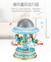 Boîte à musique rotative créative avec projecteur de lumière étoilée pour décoration de gâteau