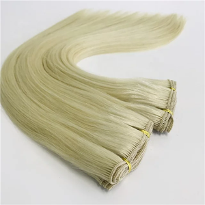 ต่อผมแท้ 100% สีบลอนด์หรูหรา แบบ Double Drawn  ถักด้วยมือ  พรีเมียม  ผมแท้ธรรมชาติจากรัสเซีย  แบบถักด้วยมือ - Product Image 4