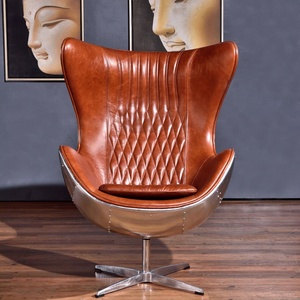 <span class=keywords><strong>Chaise</strong></span> aviateur pivotante pour le <span class=keywords><strong>bureau</strong></span> dans le salon <span class=keywords><strong>Chaise</strong></span> aviateur <span class=keywords><strong>vintage</strong></span> en cuir véritable Aviation Egg Chair - Product Image 3