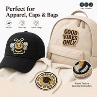 Étiquettes thermocollantes HMJ personnalisées en TPU à effet brodé, patchs de logo 3D en relief souples et flexibles pour vêtements, chapeaux, sacs et articles vestimentaires
