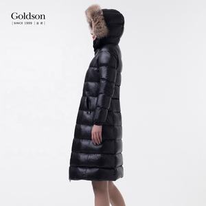 Chaqueta de ganso delgada de nuevo diseño 2021 para mujer, decoración de piel con capucha cálida de invierno, prendas de vestir exteriores informales transpirables impermeables de nailon - Product Image 5