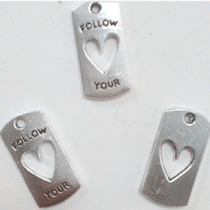 AA018279 Dijes Sigue Tu Corazón 20x10mm Color Plata Antigua Colgantes para Hacer Joyería Tibetana Hecha a Mano - Product Image 2