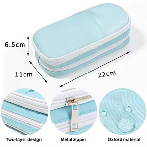 Estuche para lápices de cuero multifuncional con logotipo personalizado, estuche estacionario para Escuela Juvenil con doble cremallera, estuche para lápices de regalo de temporada OEM - Product Image 6
