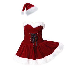Disfraz Navideño Rojo de Felpa con Sombrero de Vaquero, Atuendo Sexy de Santa Claus para Cosplay y Juego de Roles, Invierno 2025 - Product Image 5