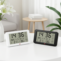 Réveil numérique électronique de table avec écran LCD rétroéclairé, affichage du calendrier, de la température, de l'humidité et du jour de la semaine, horloge murale, accepte le logo personnalisé
