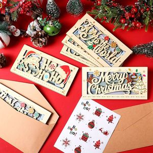 Biglietto d'Auguri Natalizio in Legno all'Ingrosso, Biglietto Regalo Intagliato, Clip Portasoldi in Legno per Natale, Biglietto d'Auguri per Regali di Natale per la Famiglia - Product Image 1