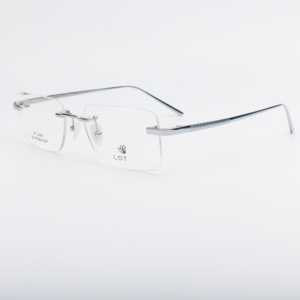 オリジナル18Kチタン製長方形フレーム光学眼鏡 グレーゴールドリムレス眼鏡 ソリッドプリントファッショナブルな男女兼用 - Product Image 2