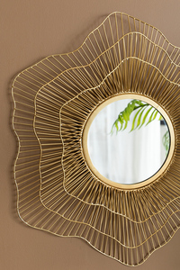 Specchio da Parete OVS 27 Pollici con Design a Fiore <span class=keywords><strong>in</strong></span> Metallo Dorato per Ingresso - Product Image 6