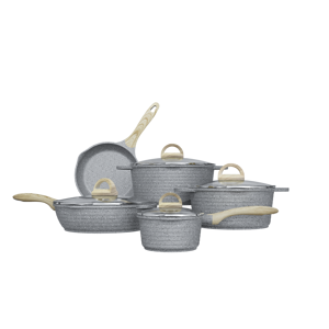 รูปแบบใหม่ชุดเครื่องครัวครัวตายหล่ออลูมิเนียมเคลือบหินแกรนิตไม่ติดเครื่องครัวหม้อและกระทะชุด - Product Image 6