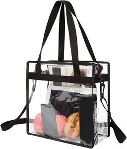 Clear messenger crossbody purse stadium approved waterproof transparent pvc zipper women handbag tote bag with adjustable strap