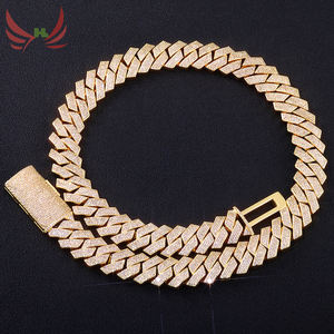 Chaîne cubaine Hip <span class=keywords><strong>Hop</strong></span> Iced 18mm/22mm en zircon à quatre rangs en forme de diamant, collier ras du cou Miami plaqué or 18 carats certifié TYHL pour hommes - Product Image 1