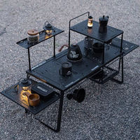 Table de camping pliante moderne en aluminium avec plateau amovible, hauteur réglable, portable, pour barbecue extérieur et foyer, 4 kg