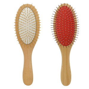 Tùy Chỉnh Hình Bầu Dục Thép Bàn Chải Tóc Giúp Tóc Tăng Trưởng Massage Da Đầu Gỗ Mái Chèo Detangler Bàn Chải Tóc Với Kim Loại Lông - Product Image 2