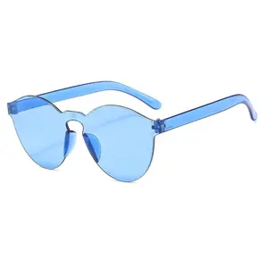 New Jelly Candy Color Clear Sun Glasses Fashion Sunglasses Transparent Rimless Sunglasses Custom Logo Cheap Promotion