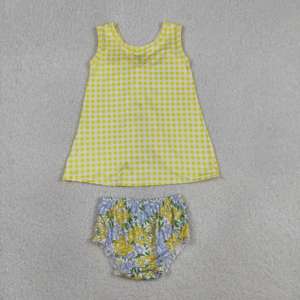 GBO0504 rts Sans MOQ Ensemble de vêtements décontractés pour fillette, motif floral bleu avec nœuds, manches courtes, shorty, vente en gros pour enfants - Product Image 5