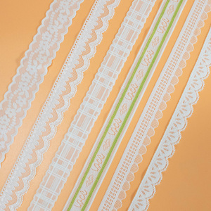 Cinta de cinta de encaje blanco hermosa de alta calidad, adorno de encaje de nailon ancho personalizado, bandas elásticas Dentelle Pizzi Dantel - Product Image 1