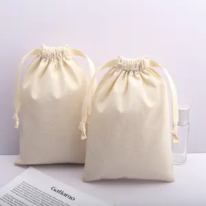 Toptan pamuk büzme ipi kozmetik hediye alışveriş çantası organik Muslin noel çorap ambalaj toz kılıfı