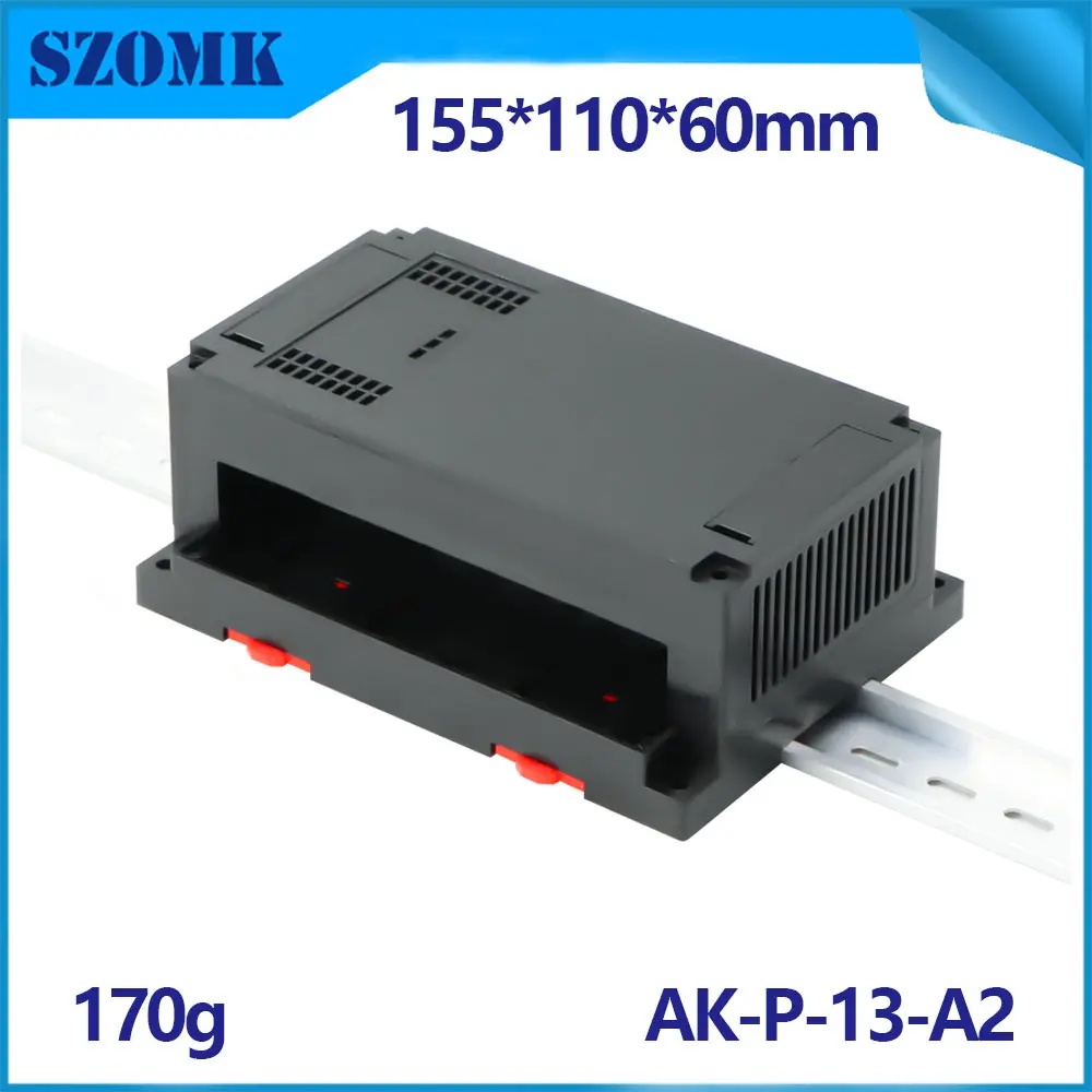 Din ray muhafazası elektronik proje Plc kablo bağlantı kutusu Splitter dağı bağlayıcı vaka açık siyah Plc muhafaza Pcb kutusu