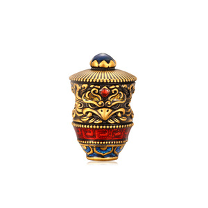 Bracelet cylindrique de chaîne rotatif d'oiseau ailé doré d'artisanat noir électrique perlé de luxe et charme doré sculpté perlé créatif - Product Image 1