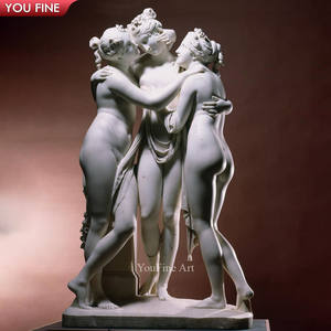 Sculpture de <span class=keywords><strong>femme</strong></span> nue en marbre de trois beautés pour jardin extérieur - Product Image 6